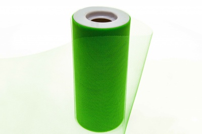 Фатин в шпульках 16-146, 10 гр/м2, шир. 15 см (в нам. 25+/-1 м), цвет зелёный - купить в Копейске. Цена: 100.69 руб.