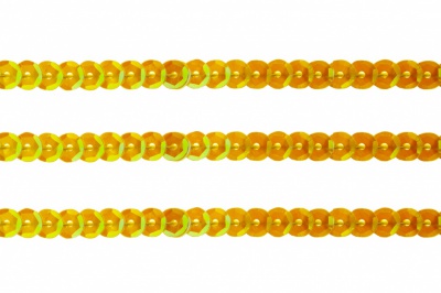 Пайетки "ОмТекс" на нитях, CREAM, 6 мм С / упак.73+/-1м, цв. 92 - золото - купить в Копейске. Цена: 484.77 руб.