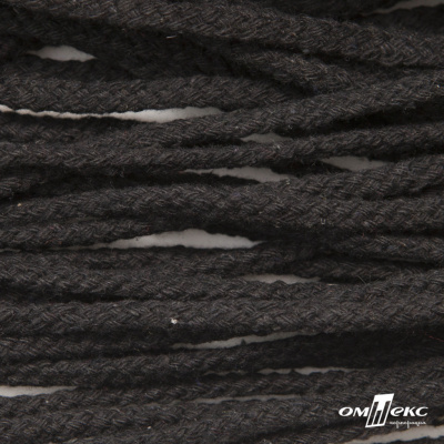 Шнур плетеный d-6 мм круглый, 70% хлопок 30% полиэстер, уп.90+/-1 м, цв.1078-черный - купить в Копейске. Цена: 588 руб.