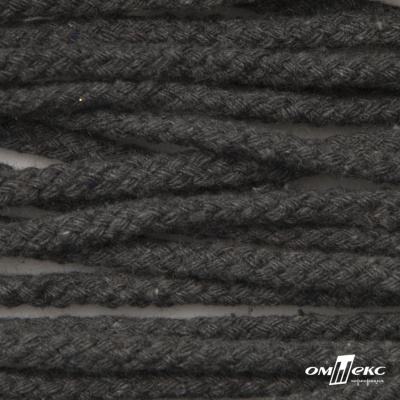 Шнур плетеный d-6 мм круглый, 70% хлопок 30% полиэстер, уп.90+/-1 м, цв.1088-т.серый - купить в Копейске. Цена: 588 руб.