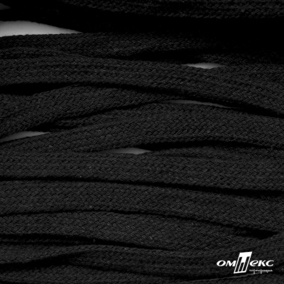 Шнур плетеный d-8 мм плоский, 70% хлопок 30% полиэстер, уп.85+/-1 м, цв.- чёрный - купить в Копейске. Цена: 735 руб.