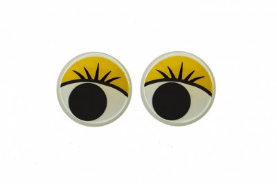 Глазки для игрушек, круглые, с бегающими зрачками, 12 мм/упак.50+/-2 шт, цв. -желтый - купить в Копейске. Цена: 95.04 руб.