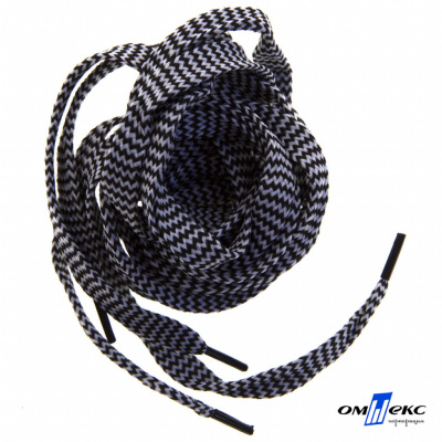 Шнурки #107-07, плоские 130 см, двухцветные цв.серый/чёрный - купить в Копейске. Цена: 23.03 руб.