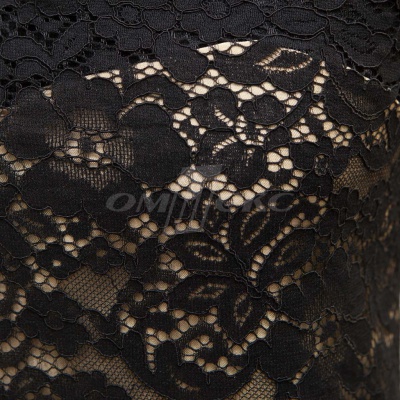 Кружевное полотно #3378, 150 гр/м2, шир.150см, цвет чёрный - купить в Копейске. Цена 370.97 руб.