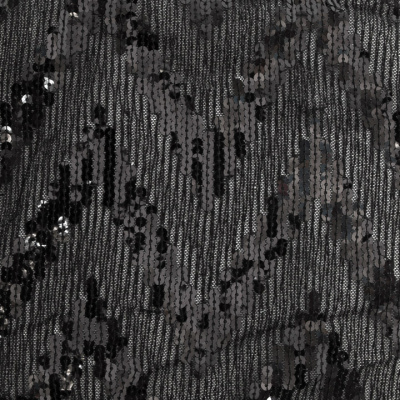 Трикотажное полотно с пайетками, шир.130 см, #311-бахрома чёрная - купить в Копейске. Цена 1 183.35 руб.