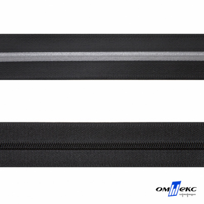 Рулонная молния с покрытием PVC спираль тип 3 (упак.270м) -черная с полосой СВО - купить в Копейске. Цена: 12.74 руб.