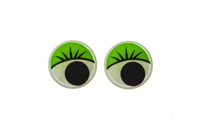 Глазки для игрушек, круглые, с бегающими зрачками, 10 мм/упак.50+/-2 шт, цв. -зеленый - купить в Копейске. Цена: 71.20 руб.