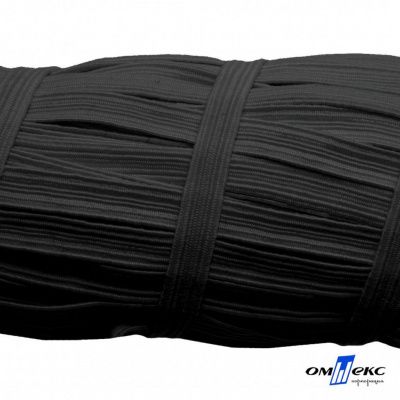 Резиновые нити с текстильным покрытием, шир. 6 мм (55 м/уп), цв.-черный - купить в Копейске. Цена: 210.75 руб.