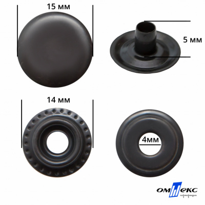 Кнопка металлическая кольцевая, 15 мм (уп. 720+/-20 шт), цвет оксид - купить в Копейске. Цена: 1 286.95 руб.