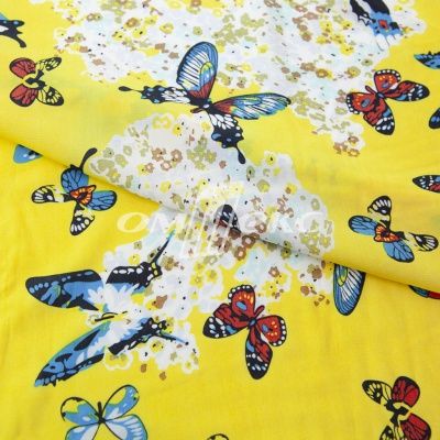 Плательная ткань "Софи" 7.2, 75 гр/м2, шир.150 см, принт бабочки - купить в Копейске. Цена 241.49 руб.