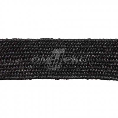 Тесьма отделочная полипропиленовая плетеная эластичная #1, шир. 40мм, цв.- черный - купить в Копейске. Цена: 51.51 руб.
