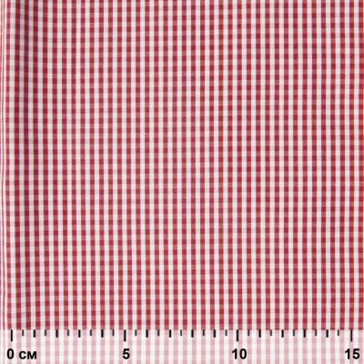 Ткань сорочечная Клетка Виши, 115 г/м2, 58% пэ,42% хл, шир.150 см, цв.5-красный, (арт.111) - купить в Копейске. Цена 306.69 руб.