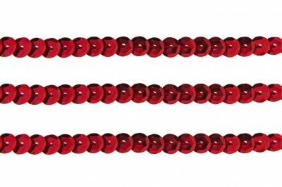Пайетки "ОмТекс" на нитях, SILVER-BASE, 6 мм С / упак.73+/-1м, цв. 3 - красный - купить в Копейске. Цена: 468.37 руб.