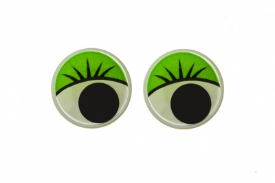 Глазки для игрушек, круглые, с бегающими зрачками, 15 мм/упак.50+/-2 шт, цв. -зеленый - купить в Копейске. Цена: 113.01 руб.