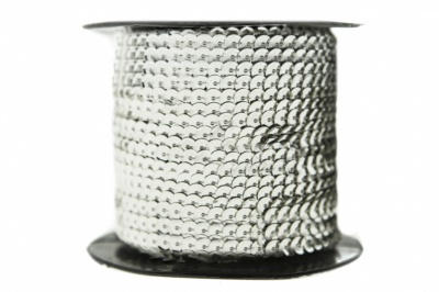 Пайетки "ОмТекс" на нитях, SILVER-BASE, 6 мм С / упак.73+/-1м, цв. 1 - серебро - купить в Копейске. Цена: 468.37 руб.