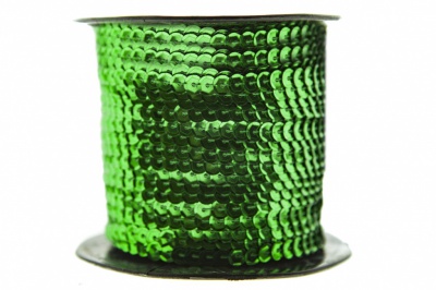 Пайетки "ОмТекс" на нитях, SILVER-BASE, 6 мм С / упак.73+/-1м, цв. 4 - зеленый - купить в Копейске. Цена: 484.77 руб.