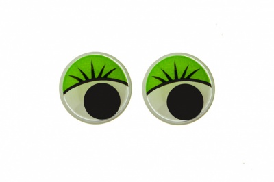 Глазки для игрушек, круглые, с бегающими зрачками, 12 мм/упак.50+/-2 шт, цв. -зеленый - купить в Копейске. Цена: 95.04 руб.