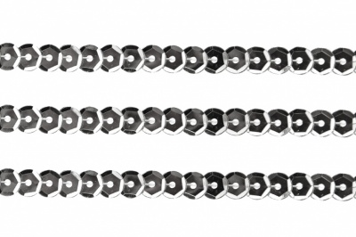 Пайетки "ОмТекс" на нитях, SILVER-BASE, 6 мм С / упак.73+/-1м, цв. 1 - серебро - купить в Копейске. Цена: 468.37 руб.