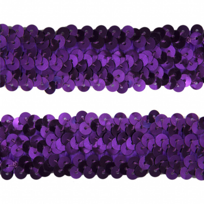 Тесьма с пайетками 12, шир. 30 мм/уп. 25+/-1 м, цвет фиолет - купить в Копейске. Цена: 1 098.48 руб.