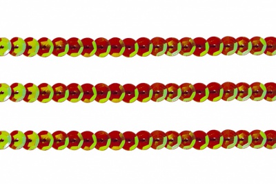 Пайетки "ОмТекс" на нитях, CREAM, 6 мм С / упак.73+/-1м, цв. 96 - красный - купить в Копейске. Цена: 484.77 руб.
