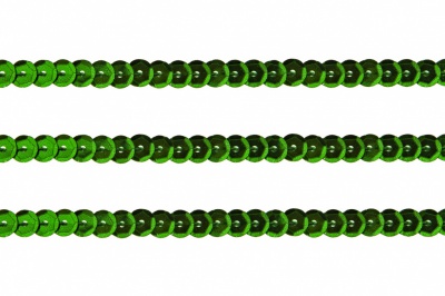 Пайетки "ОмТекс" на нитях, SILVER-BASE, 6 мм С / упак.73+/-1м, цв. 4 - зеленый - купить в Копейске. Цена: 484.77 руб.