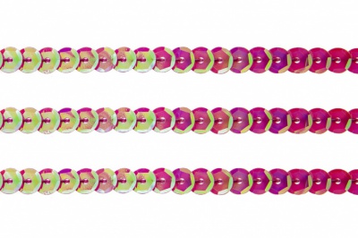 Пайетки "ОмТекс" на нитях, CREAM, 6 мм С / упак.73+/-1м, цв. 89 - розовый - купить в Копейске. Цена: 468.37 руб.